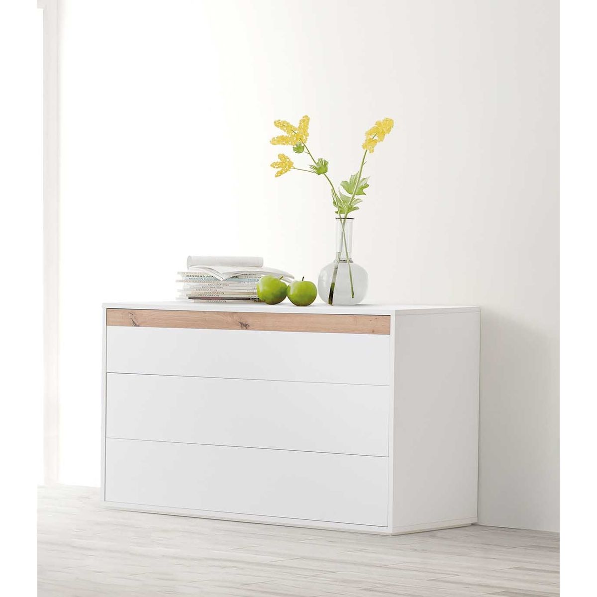 TU MESITA - Cómoda Minimalista Valeria Blanco 3 cajones TU MESITA