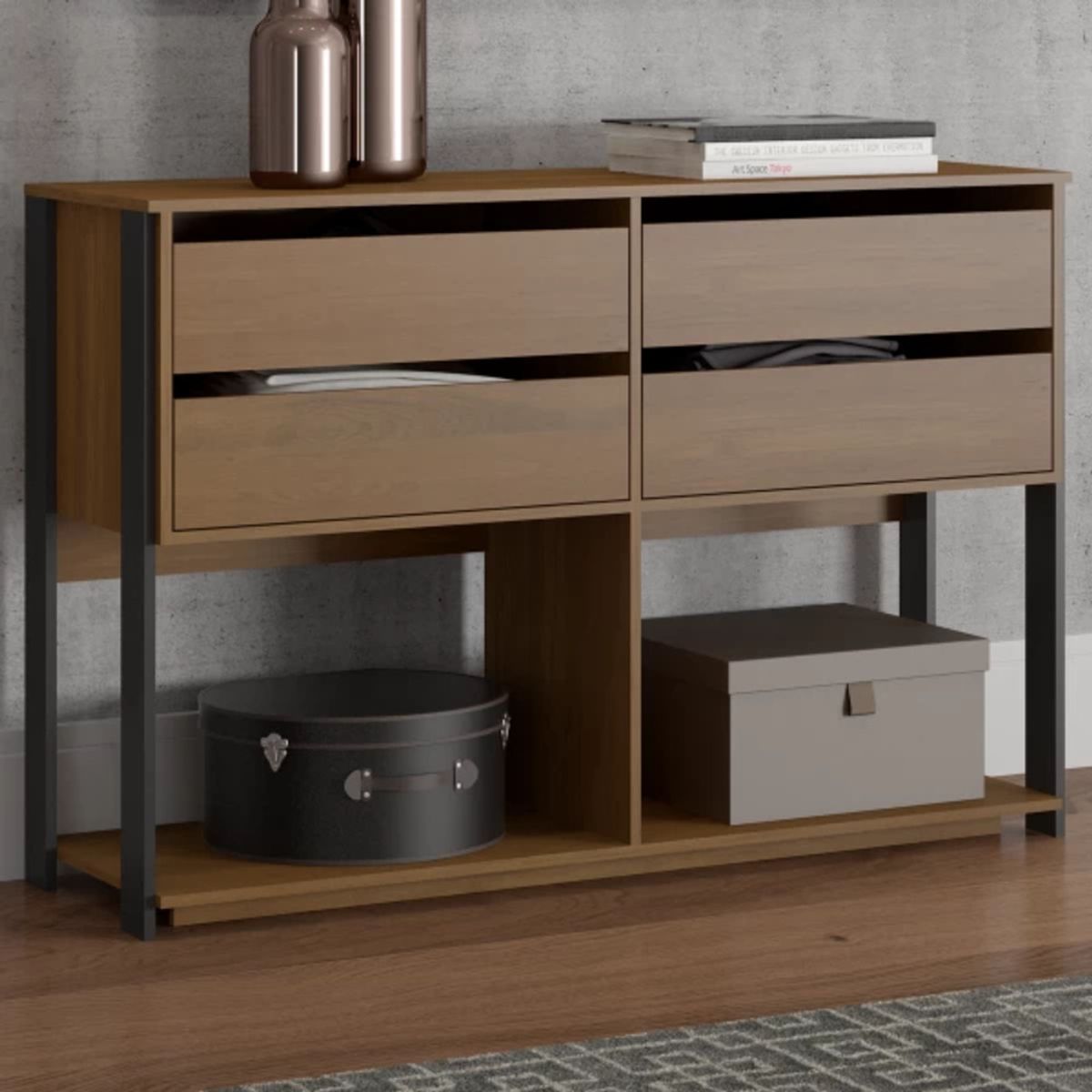 TU MESITA - Cómoda Moderna Damian 4 cajones color Marrón TU MESITA