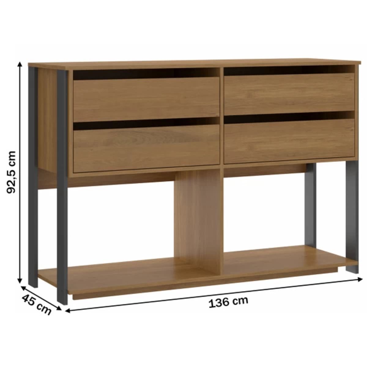 TU MESITA - Cómoda Moderna Damian 4 cajones color Marrón TU MESITA