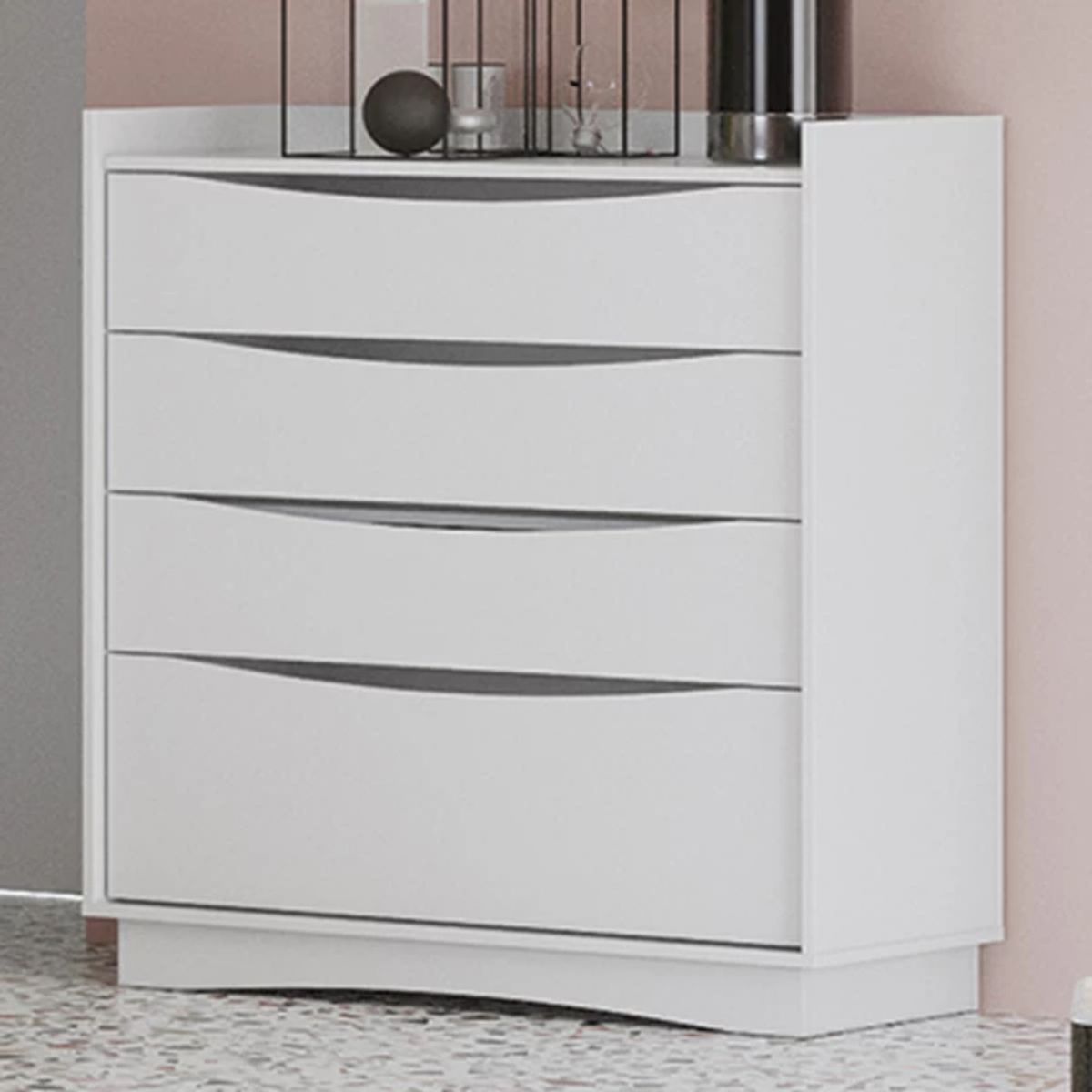 TU MESITA - Cómoda Moderna Gaspar 4 cajones color Blanco TU MESITA