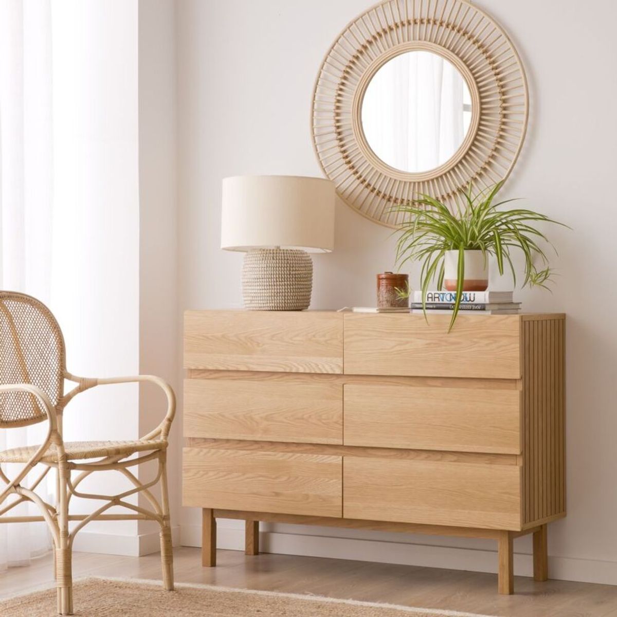 TU MESITA - Cómoda Moderna Akira color Marrón 6 cajones TU MESITA