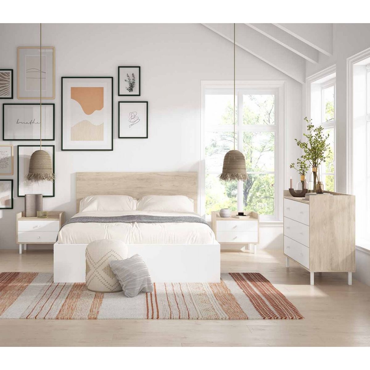 TU MESITA - Cómoda Moderna Malta MarrónBlanco 3 cajones TU MESITA