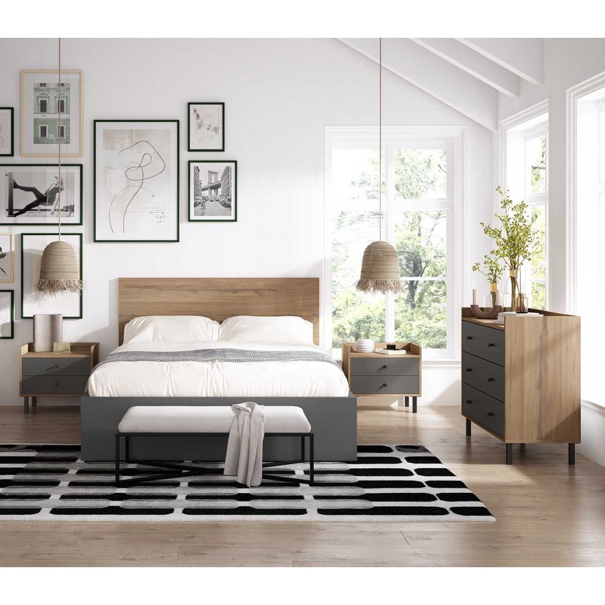 TU MESITA - Cómoda Moderna Malta MarrónNegro 3 cajones TU MESITA