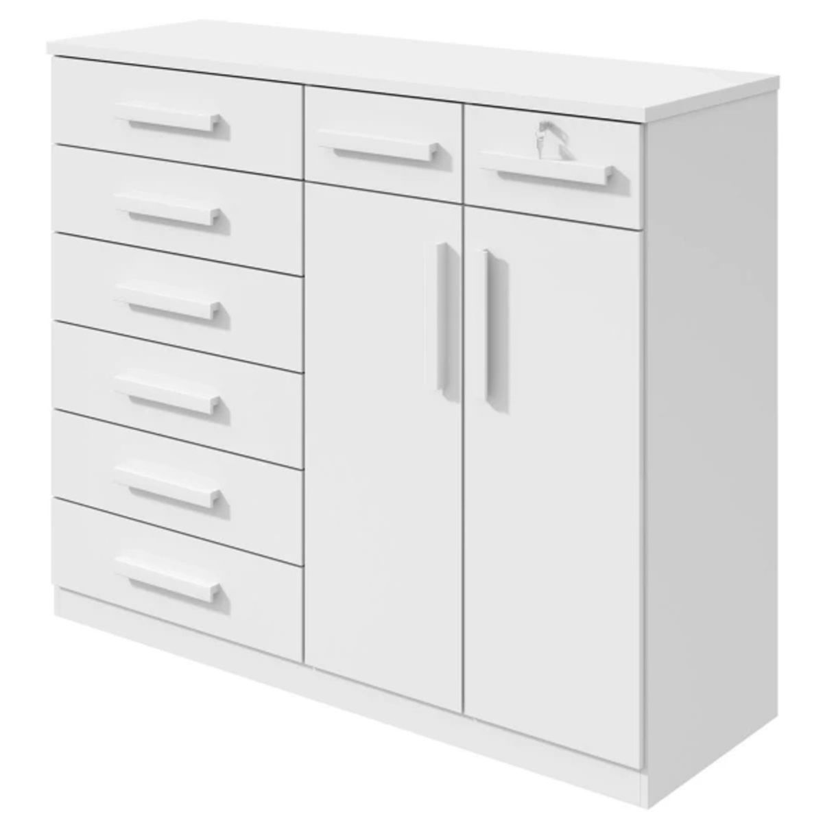 TU MESITA - Cómoda Moderna Toronto 8 cajones 2 puertas TU MESITA color Blanco