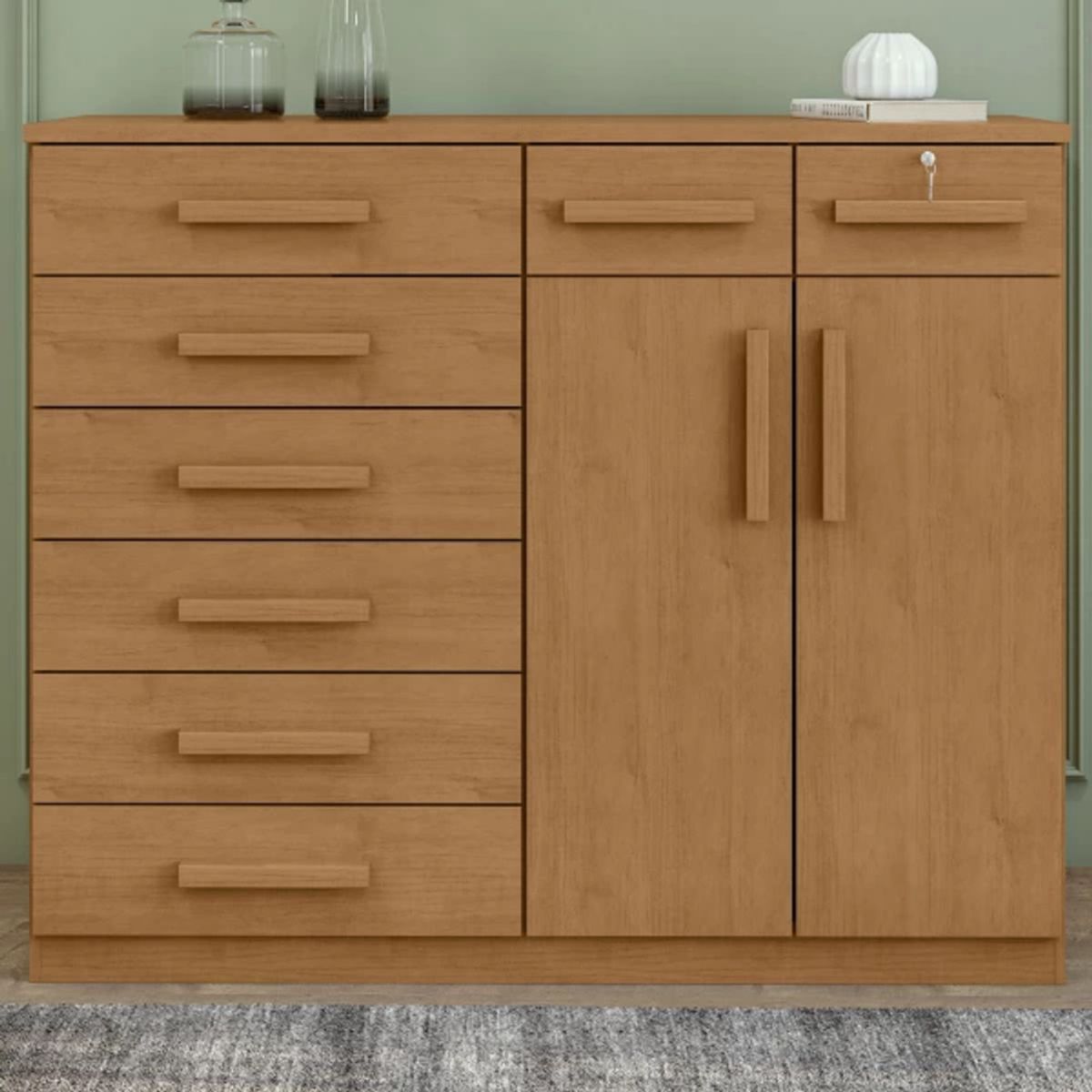 TU MESITA - Cómoda Moderna Toronto 8 cajones 2 puertas TU MESITA color Marrón