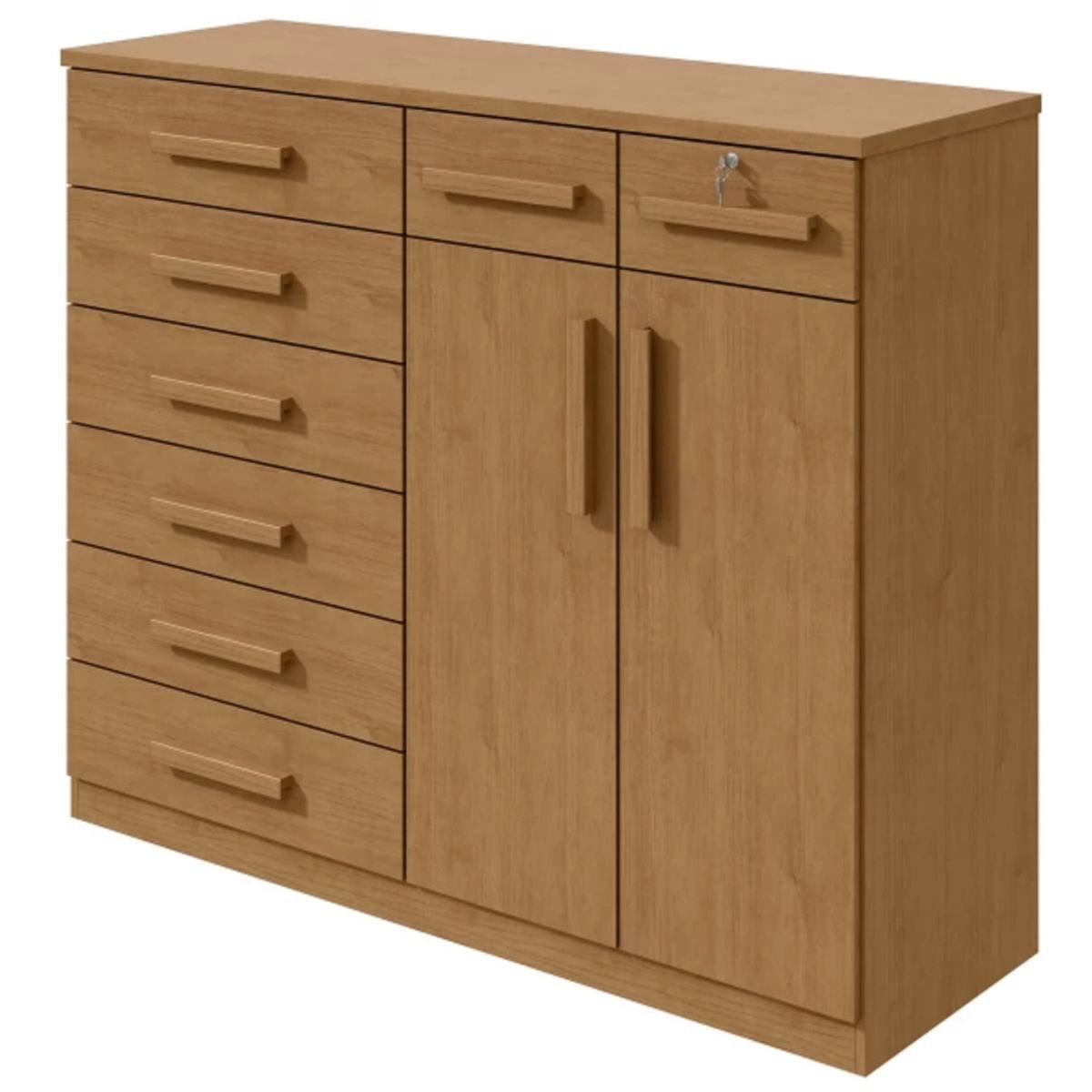 TU MESITA - Cómoda Moderna Toronto 8 cajones 2 puertas TU MESITA color Marrón