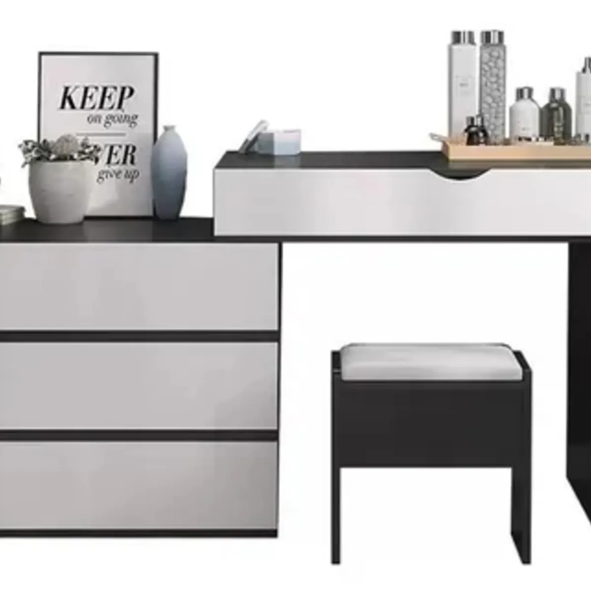 TU MESITA - Tocador Contemporáneo Prapé 135 cm Color NegroBlanco TU MESITA