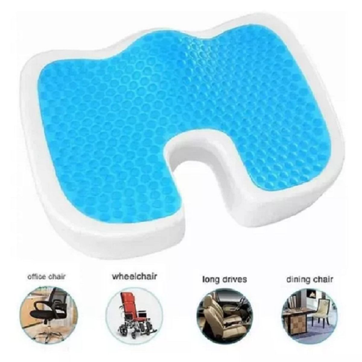 GENERICO - Cojín Asiento Gel Viscoelastico Coxis Ortopédico