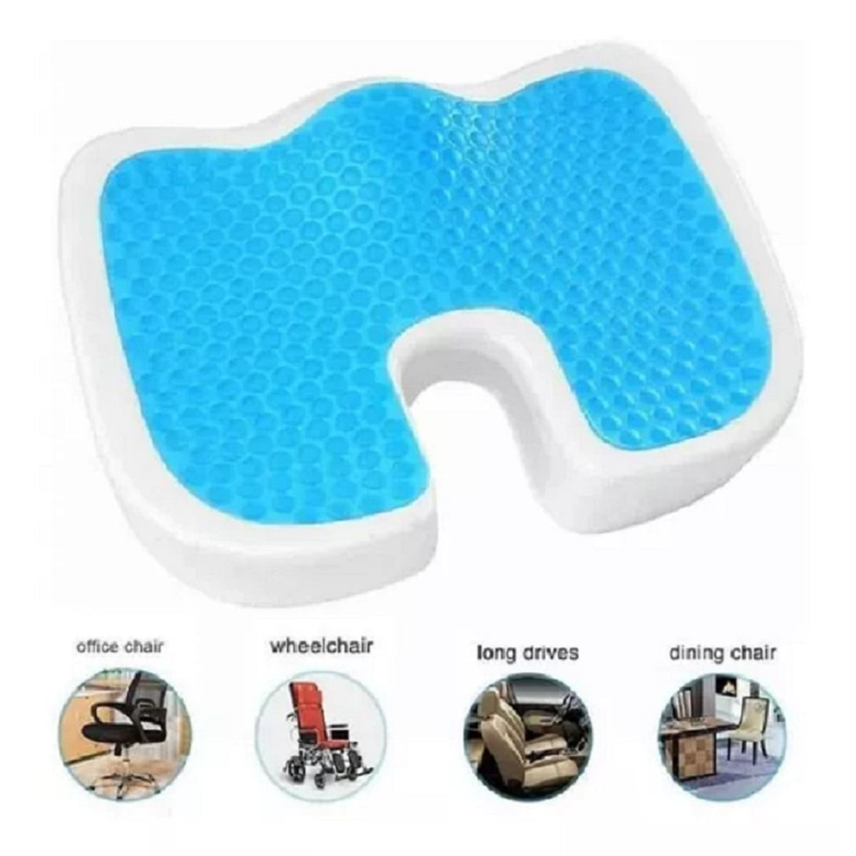 GENERICO - Cojín Asiento Gel Viscoelastico Coxis Ortopédico