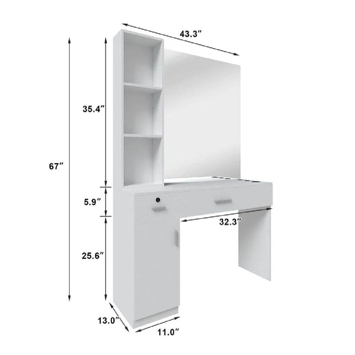 TU MESITA - Tocador Alto TU MESITA Nuria color Blanco 2 cajones 1 puerta