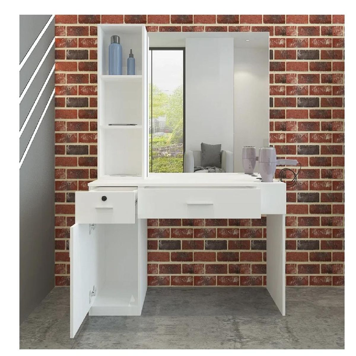 TU MESITA - Tocador Alto TU MESITA Nuria color Blanco 2 cajones 1 puerta