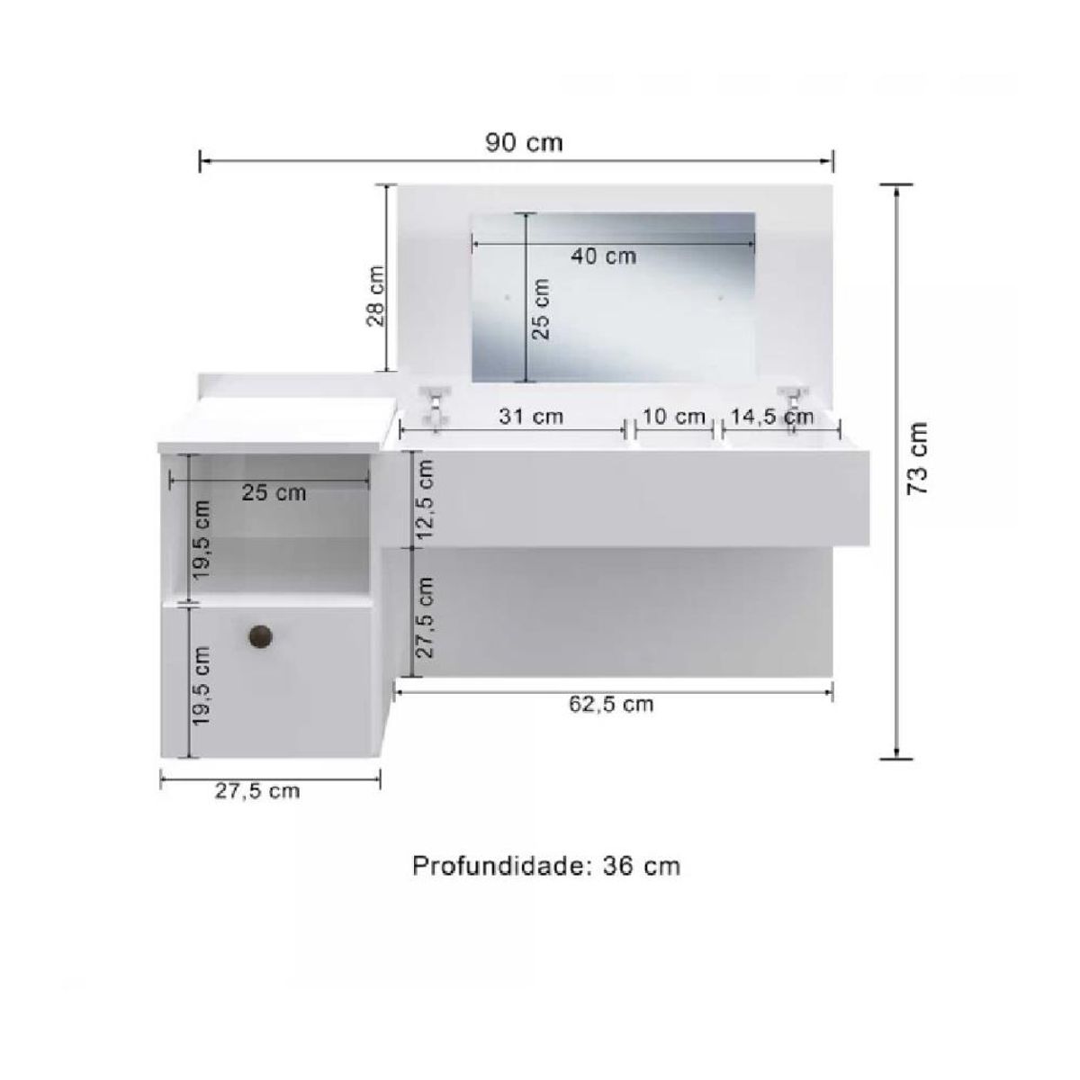 TU MESITA - Tocador Flotante TU MESITA Miriam color Blanco 1 cajón 1 puerta