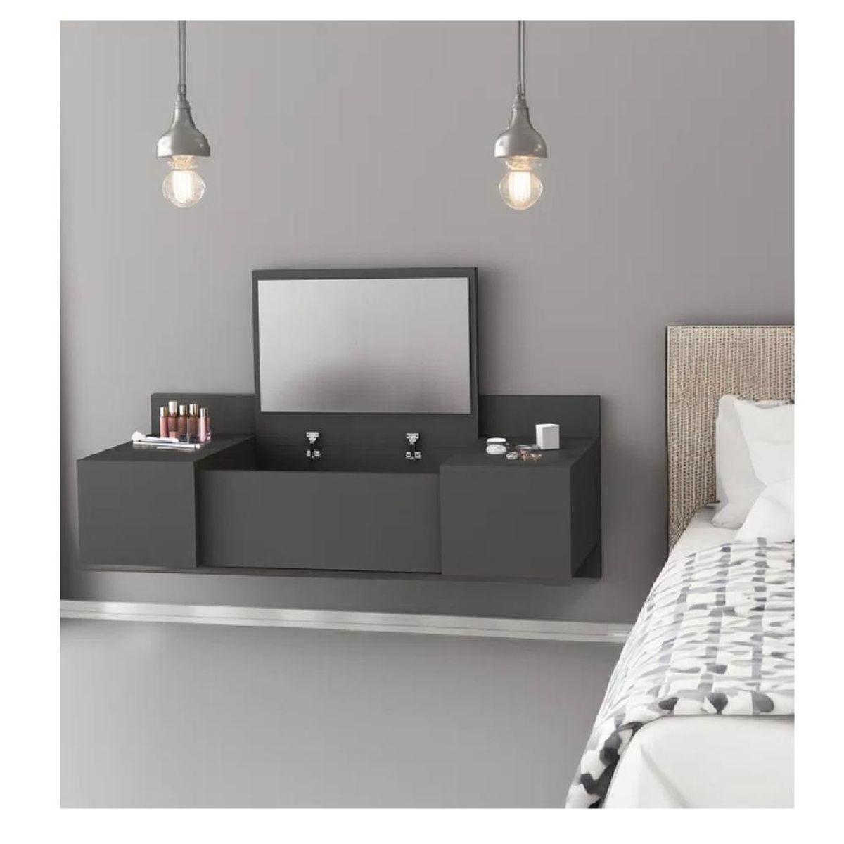 TU MESITA - Tocador Flotante TU MESITA Robín color Negro 3 puertas