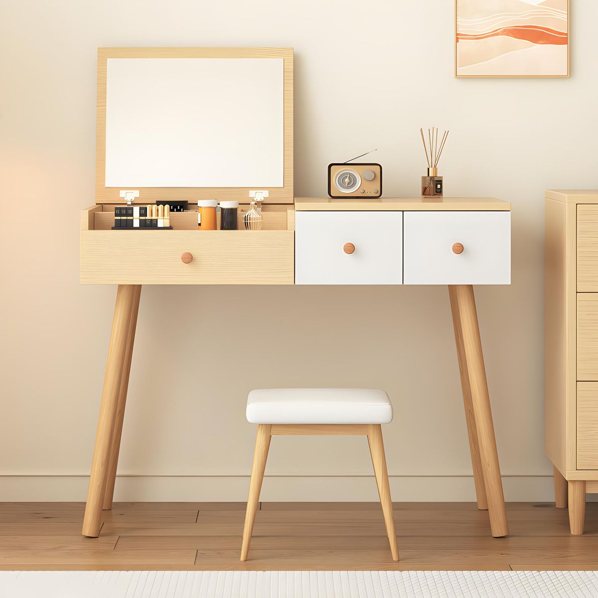 TU MESITA - Tocador Moderno Miller color DunaBlanco TU MESITA