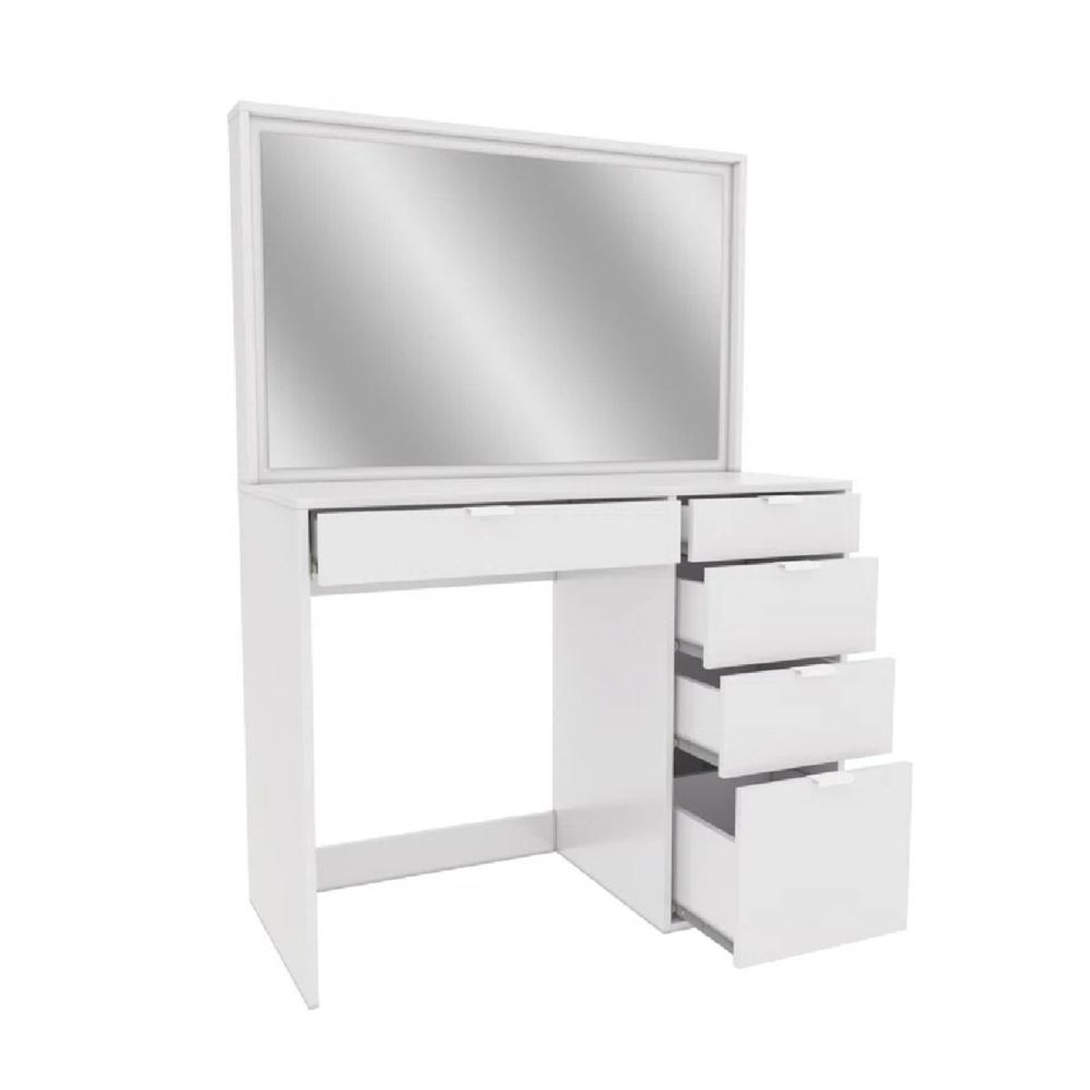 TU MESITA - Tocador Moderno TU MESITA Miami con Espejo color Blanco 5 cajones