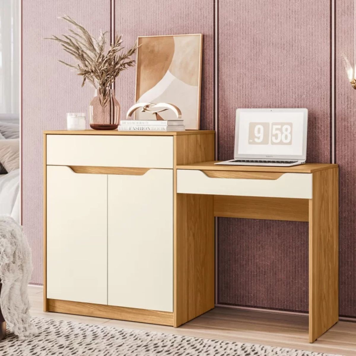 TU MESITA - Tocador y Cómoda Moderna Moisés color BlancoDuna TU MESITA