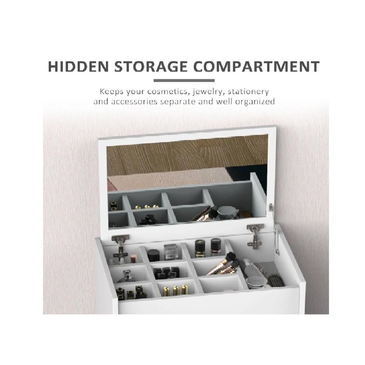 TU MESITA - Tocador Multiusos TU MESITA Sofía color Blanco con espejo 1 puerta