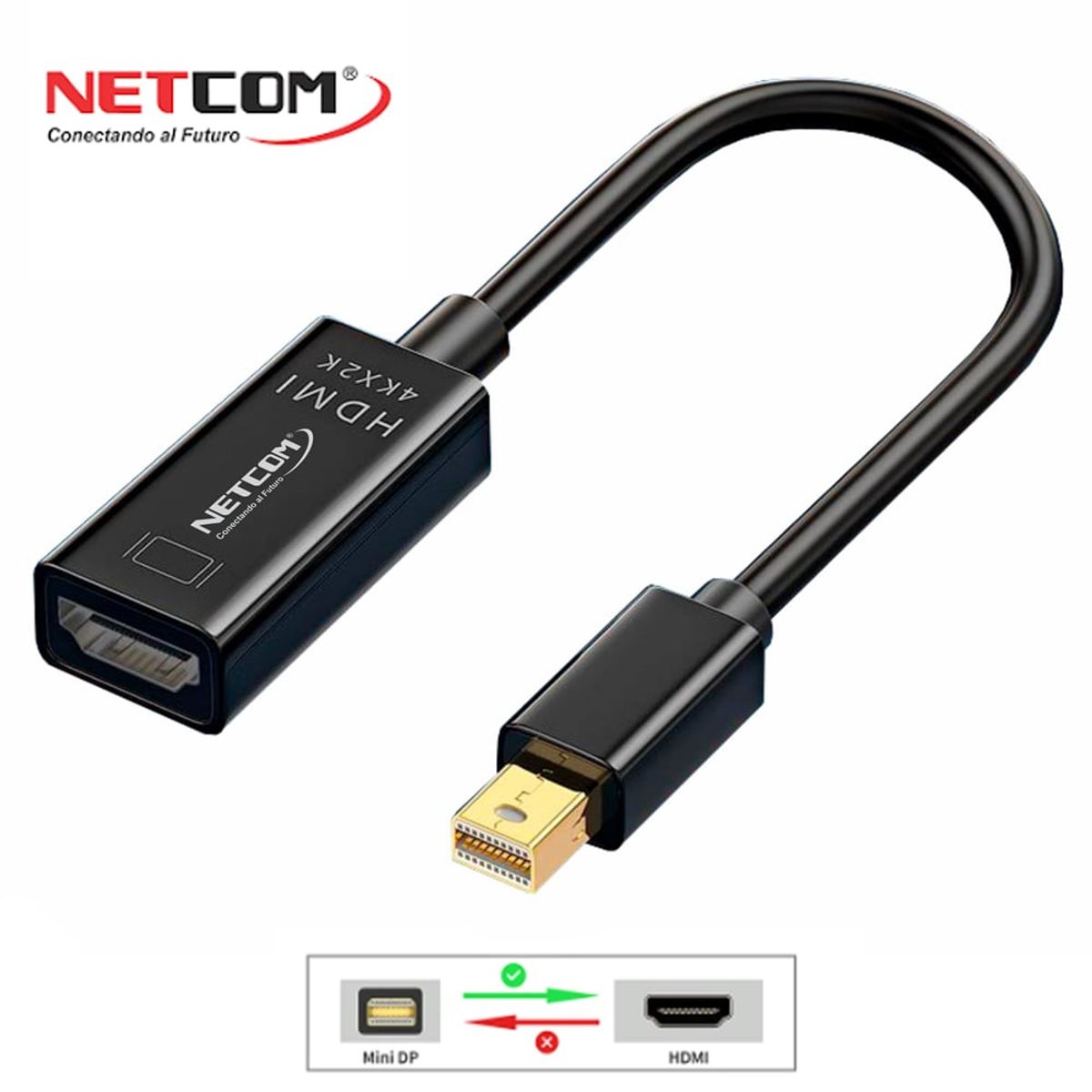 NETCOM - Adaptador Convertidor Mini DisplayPort a HDMI NETCOM 4K 60Hz
