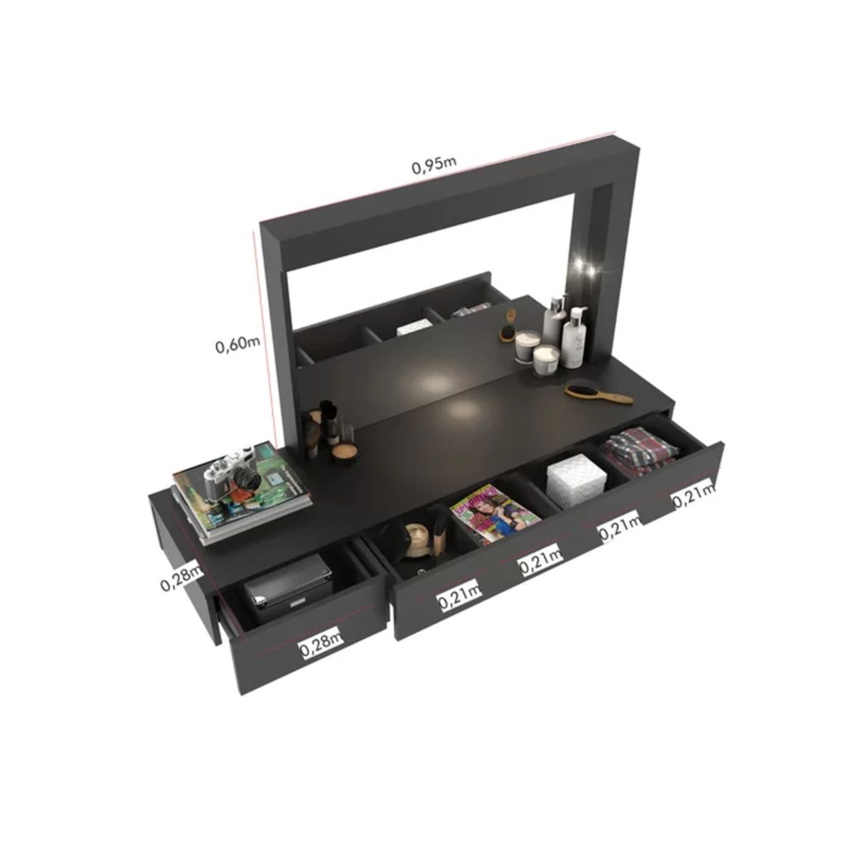 TU MESITA - Tocador de Pared Flotante color Negro 2 cajones TU MESITA