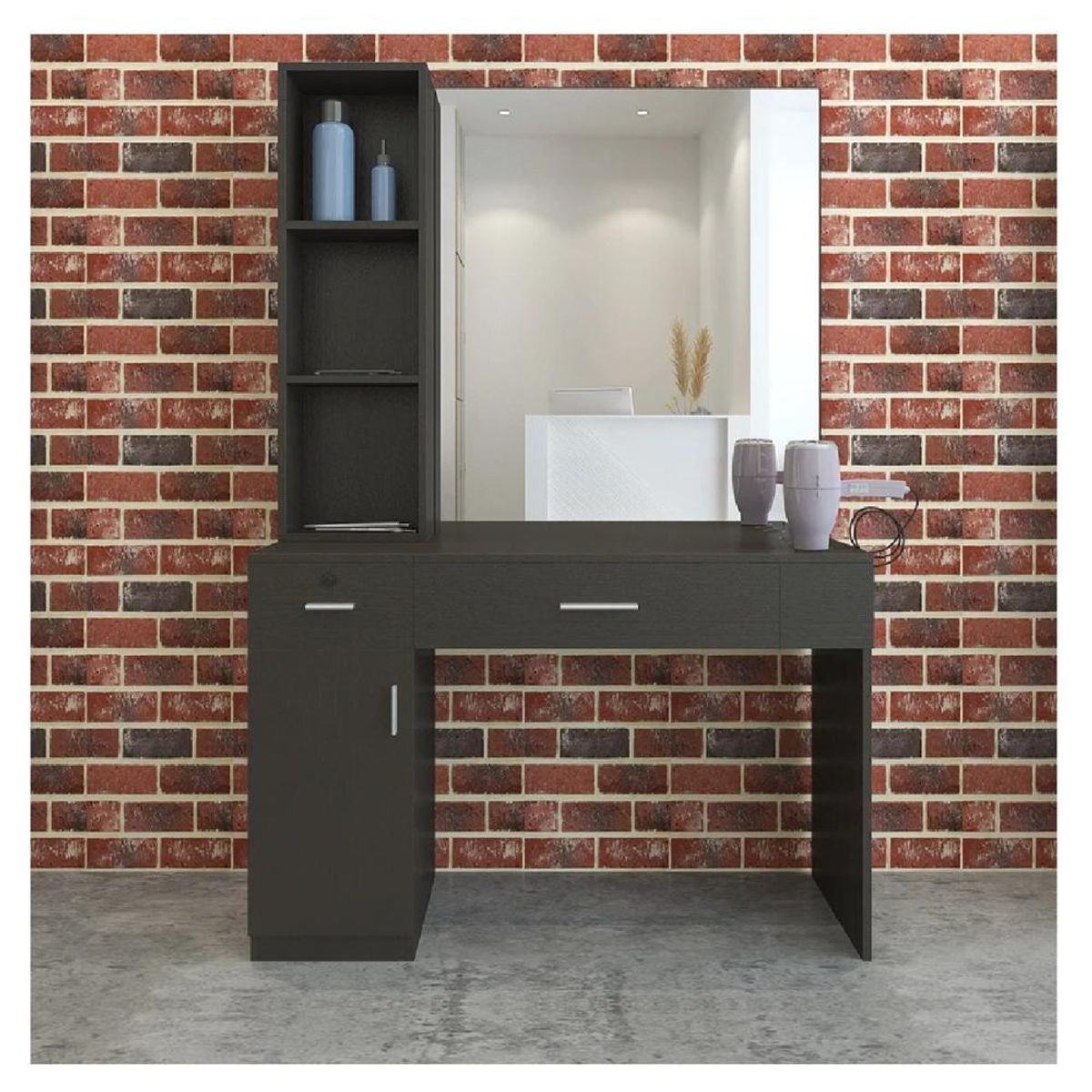 TU MESITA - Tocador Alto TU MESITA Nuria color Negro 2 cajones 1 puerta