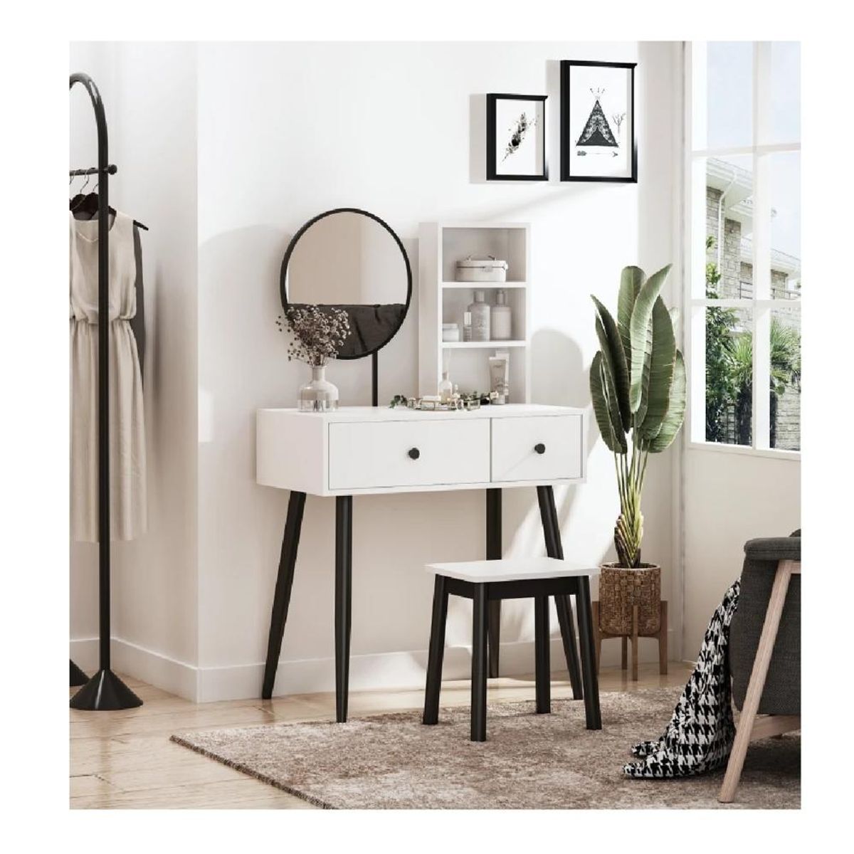 TU MESITA - Tocador Juvenil TU MESITA Maju con Espejo color Blanco 2 cajones