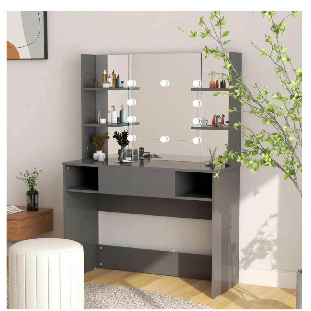 TU MESITA - Tocador Juvenil TU MESITA Olimpia color Gris 1 cajón mas espejo