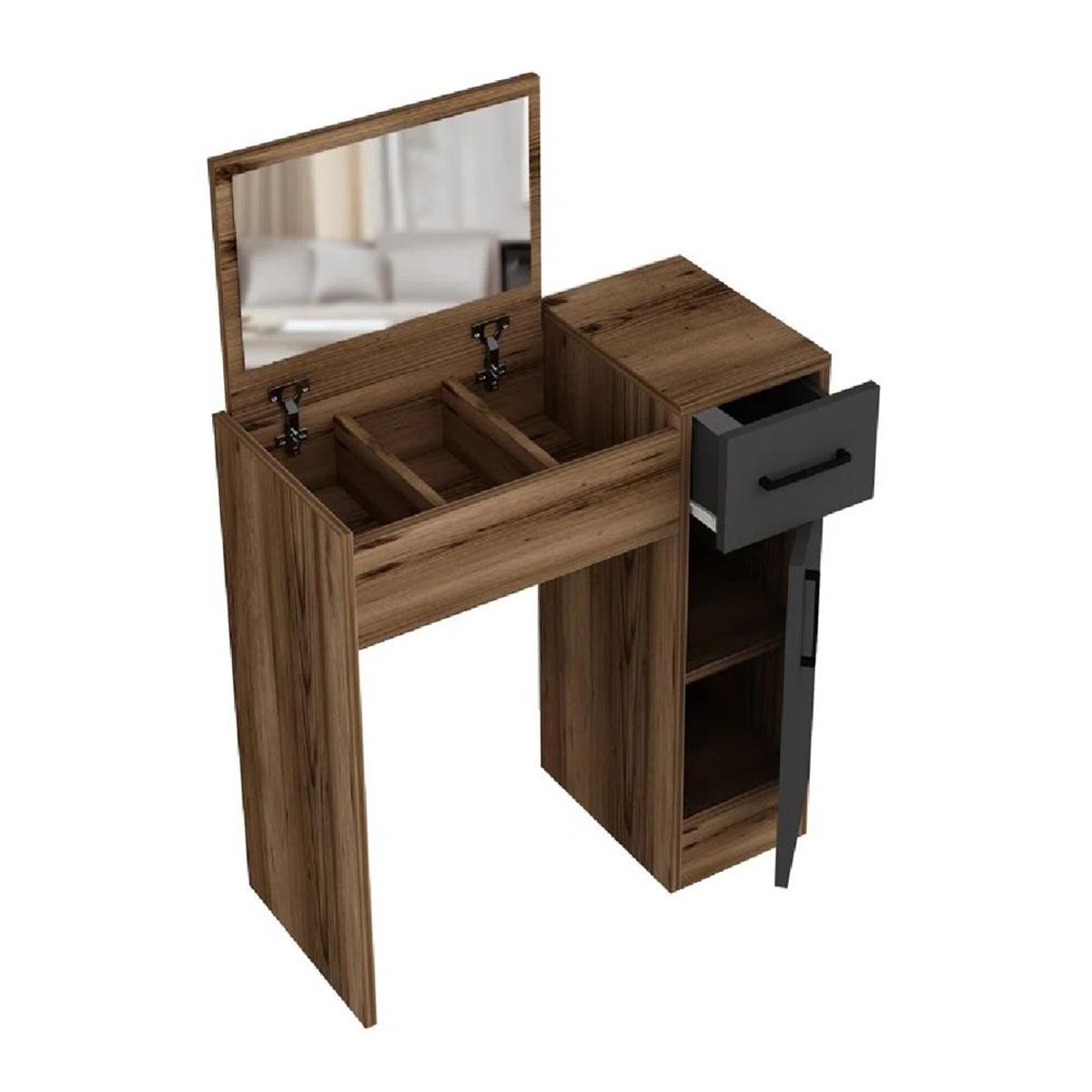 TU MESITA - Tocador Juvenil TU MESITA Renzo color MarrónNegro 1 cajón 2 puertas