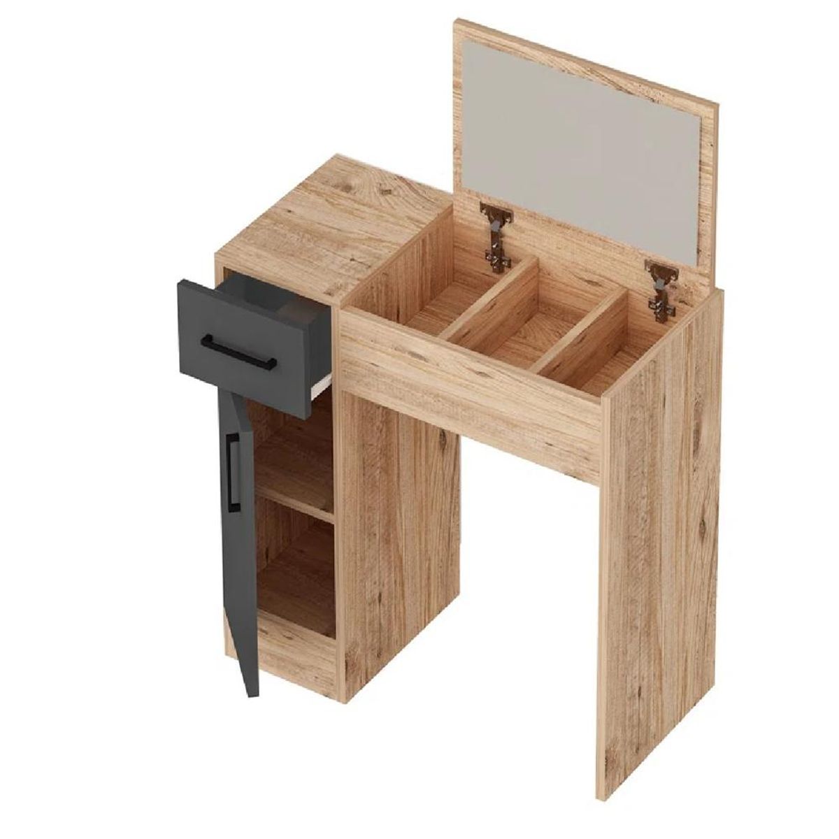 TU MESITA - Tocador Juvenil TU MESITA Renzo color HayaGris Oscuro 1 cajón 2 puertas