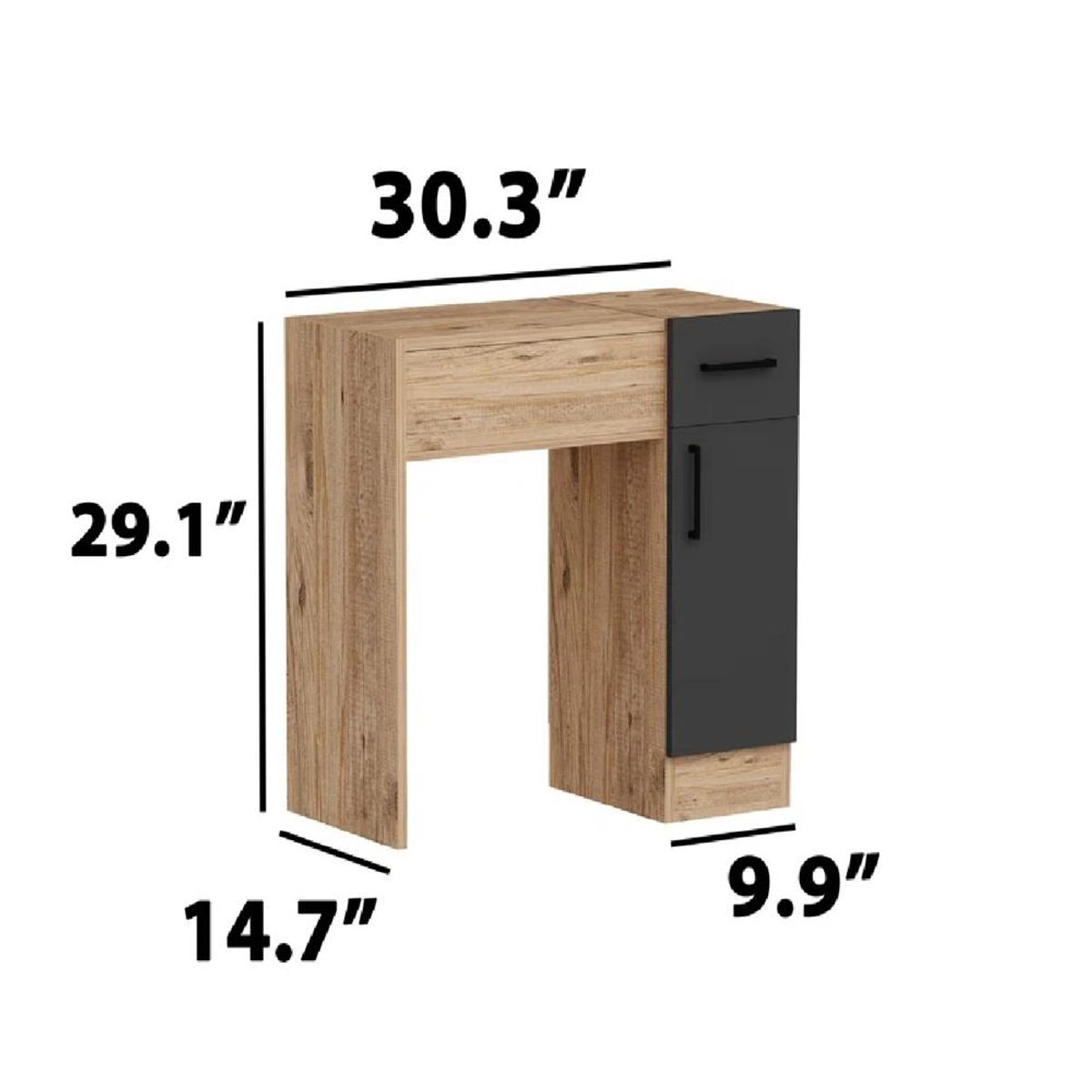 TU MESITA - Tocador Juvenil TU MESITA Renzo color HayaGris Oscuro 1 cajón 2 puertas