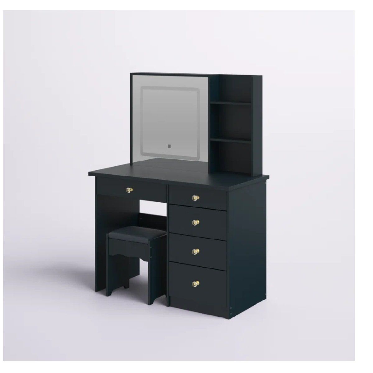 TU MESITA - Tocador Juvenil TU MESITA Jisa color Negro 5 cajones Espejo LED