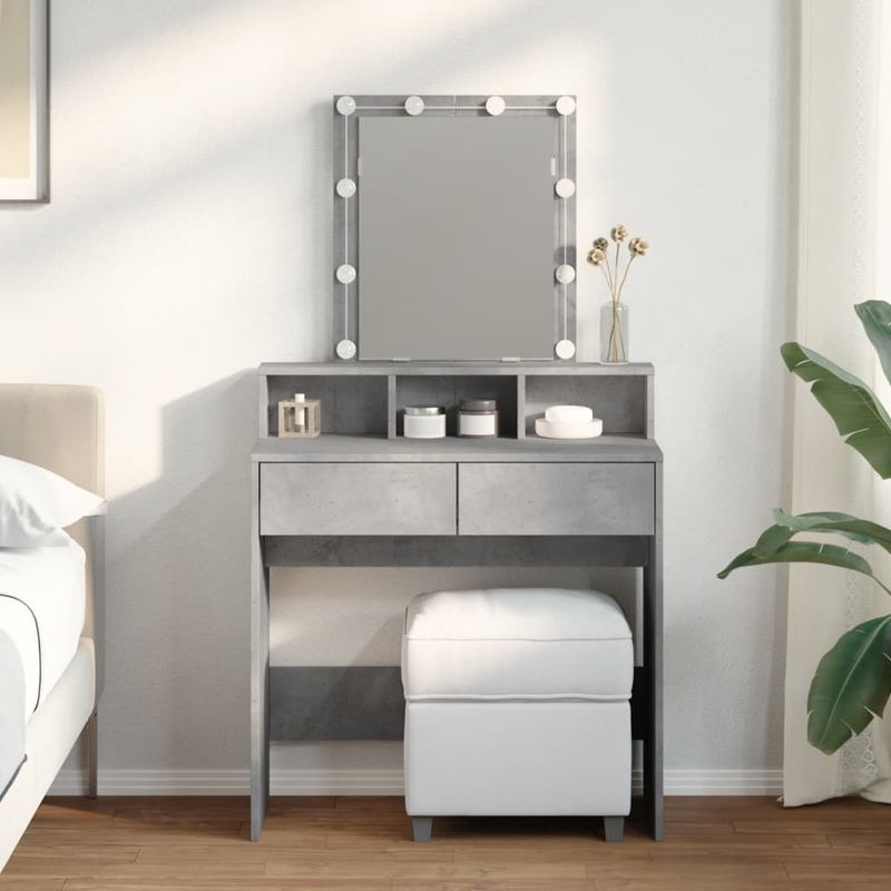 TU MESITA - Tocador Led TU MESITA Miranda color Gris 2 cajones
