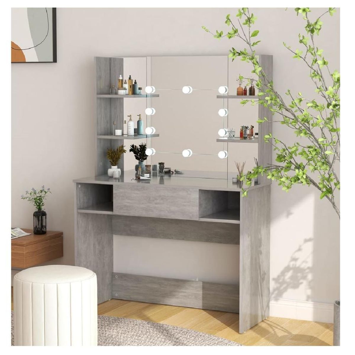 TU MESITA - Tocador Juvenil TU MESITA Olimpia color Ceniza 1 cajón mas espejo