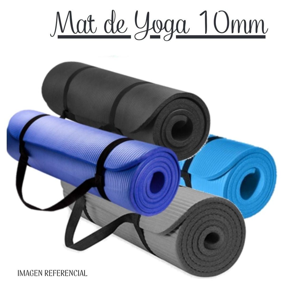 GENERICO - Mat de Yoga de 10 mm con Elástico Portátil