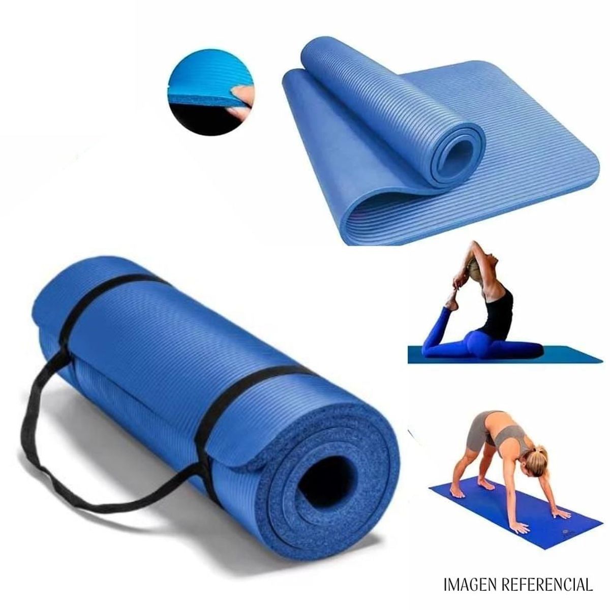 GENERICO - Mat de Yoga de 10 mm con Elástico Portátil
