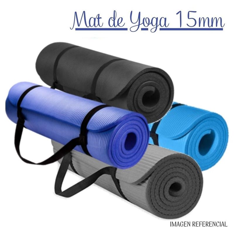 GENERICO - Mat de Yoga de 15 mm con Elástico Portátil