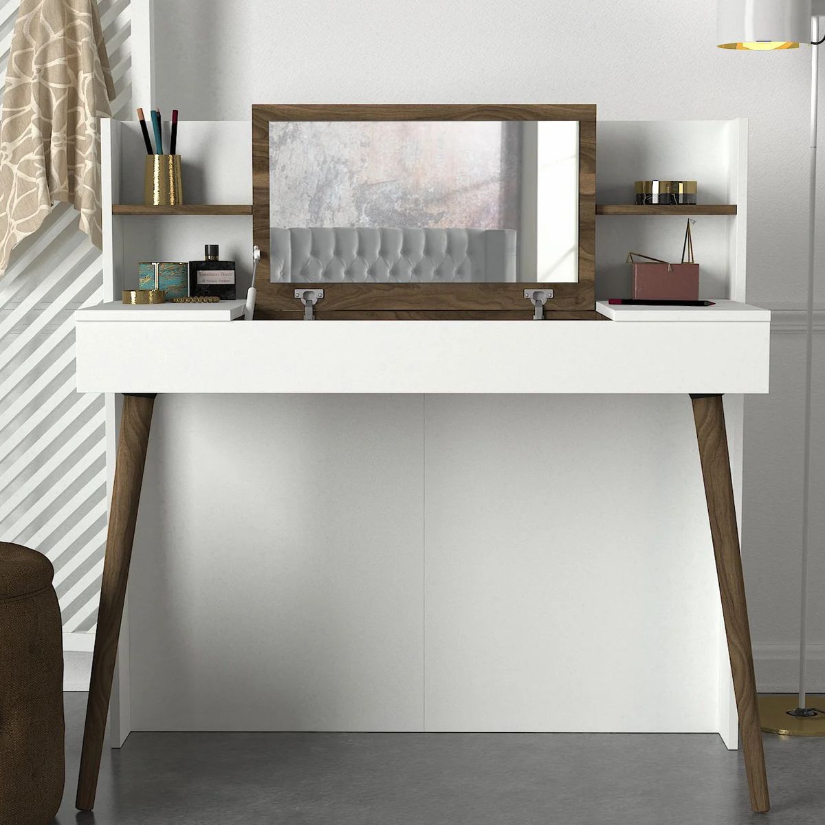 TU MESITA - Tocador Moderno Tatty color BlancoMarrón TU MESITA