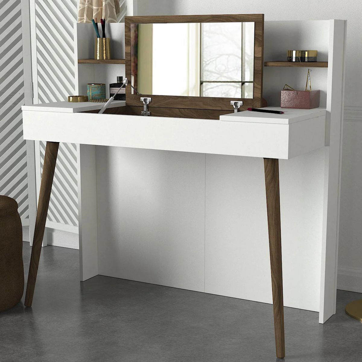 TU MESITA - Tocador Moderno Tatty color BlancoMarrón TU MESITA