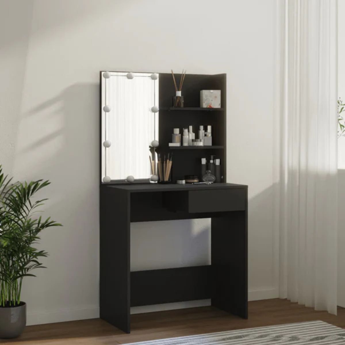 TU MESITA - Tocador Moderno Misti con focos LED color Negro TU MESITA