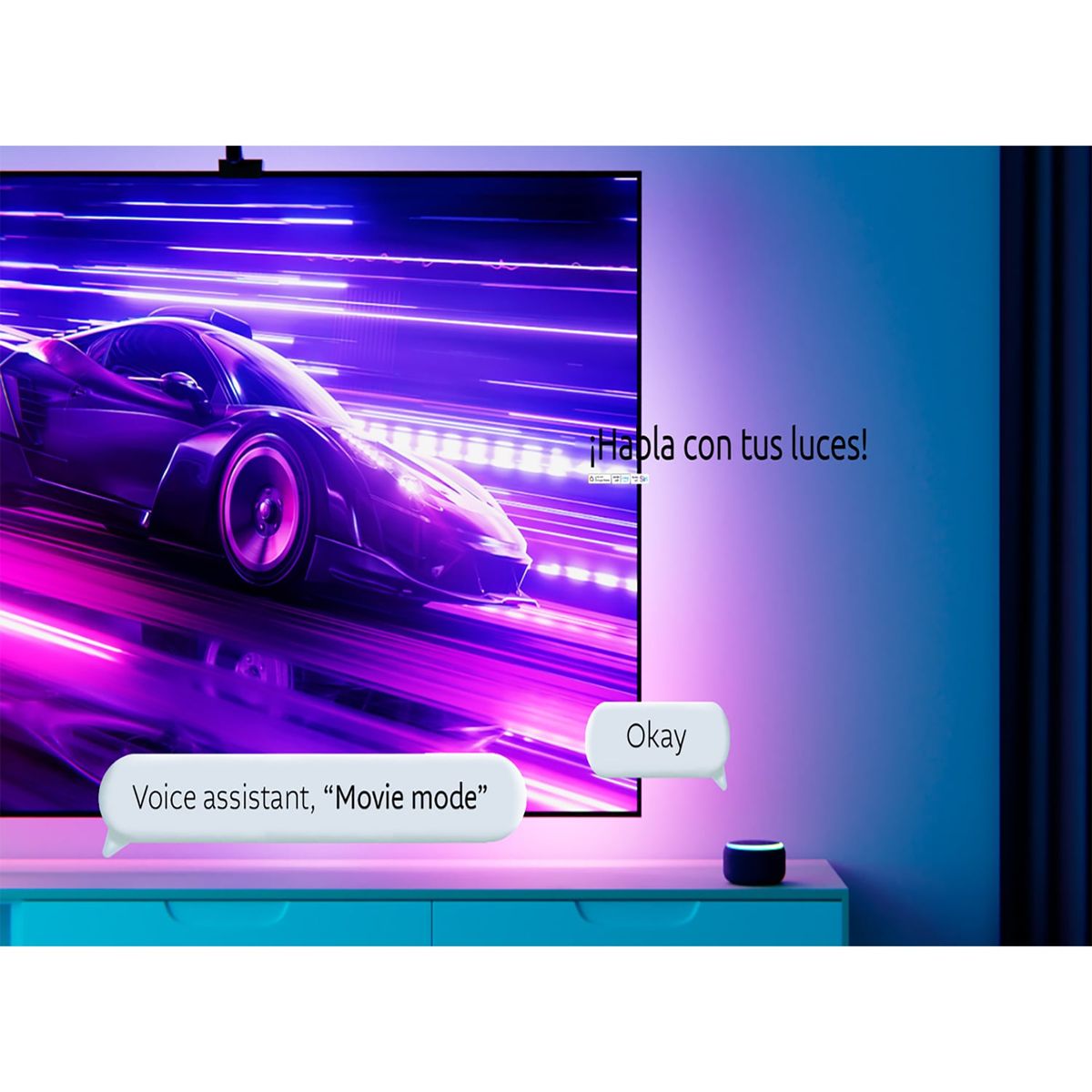 NEXXT SOLUTIONS - Cinta LED Smart Nexxt NHB-S615 con cámara para televisores 55-65 Efecto RGBIC