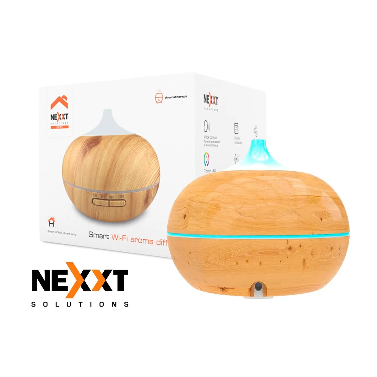 NEXXT SOLUTIONS - Difusor Smart de aroma Nexxt NHA-A600 Aromaterapia cobertura 20M LED 7 Colores