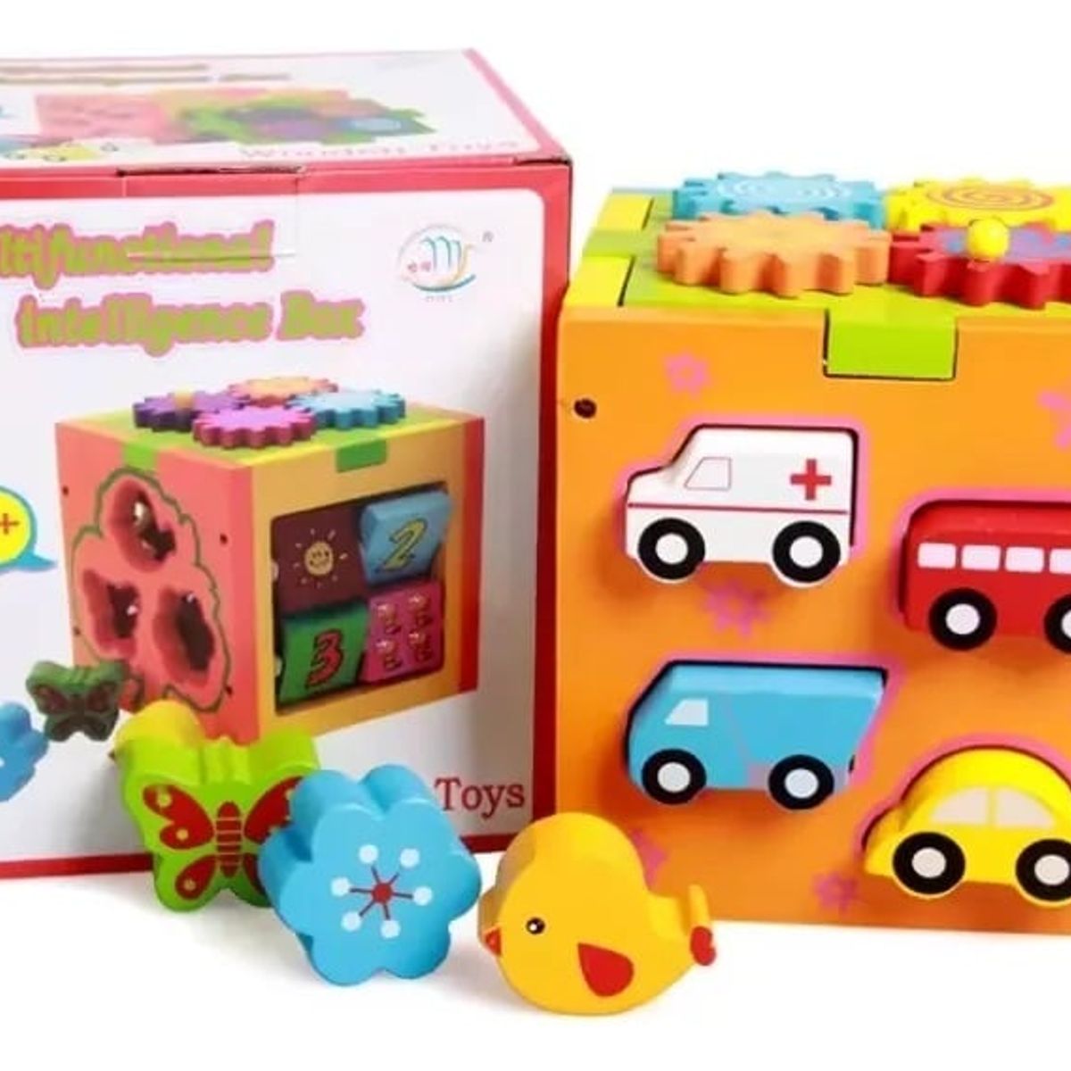 GENERICO - Cubo Didáctico Montessori Multifunción 4 en 1