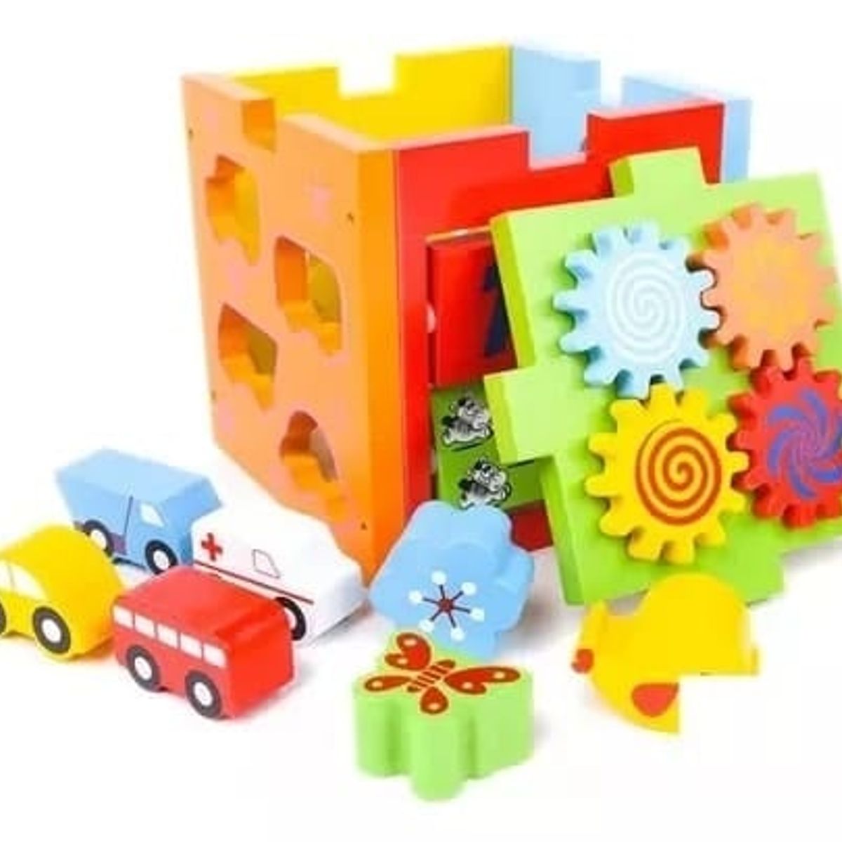 GENERICO - Cubo Didáctico Montessori Multifunción 4 en 1