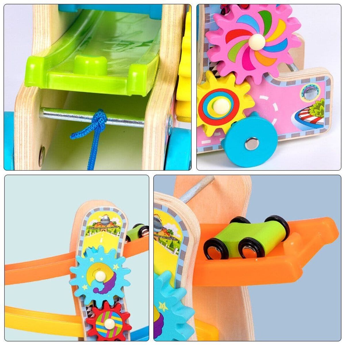 GENERICO - Pista de Carritos de 4 Niveles en Zig zag con Engranaje