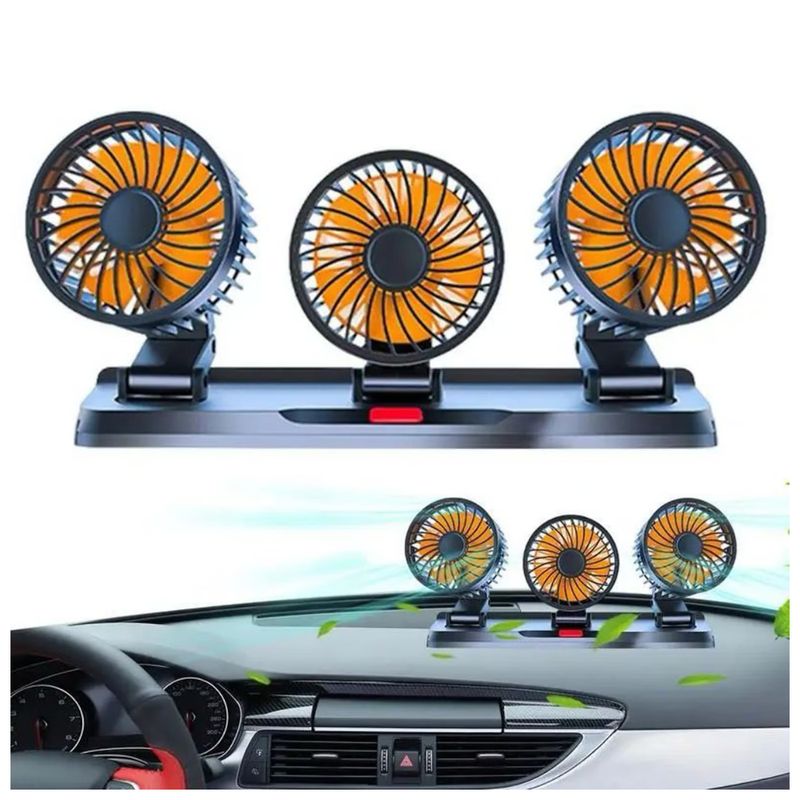 SEISA - Ventilador Para Auto Triple Cabezal Auto 360 Portatil Ligero