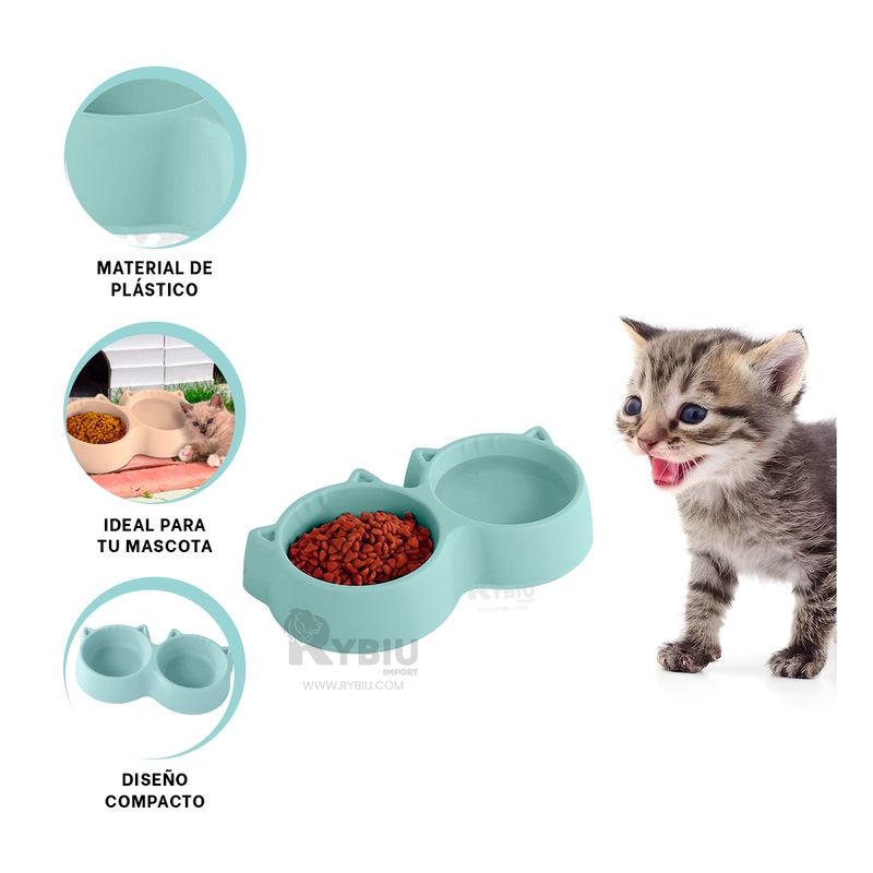 GENERICO - Comedero Funcional Dual Cat en Celeste Y+Regalo Agendita