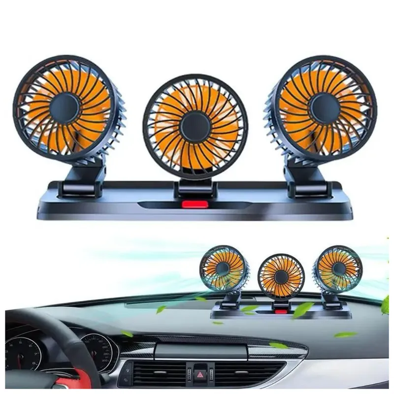 SEISA - Ventilador para Auto Carro de triple cabezal Giratorio 360