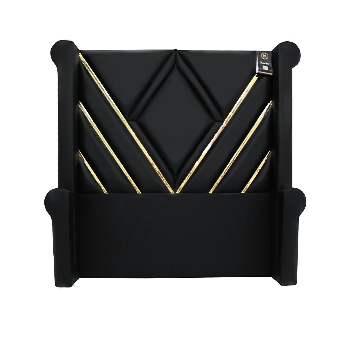 BARAKA HOME - Cabecera Signature Ceuta con Tela espejo 2 Plz - Negro
