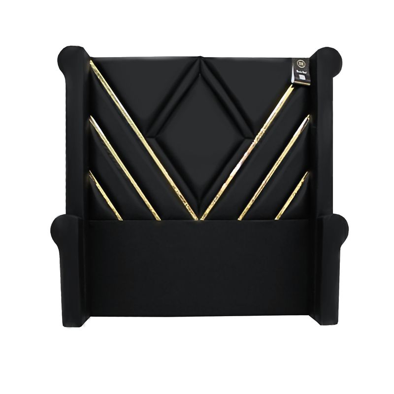 BARAKA HOME - Cabecera Signature Ceuta con Tela espejo 2 Plz - Negro