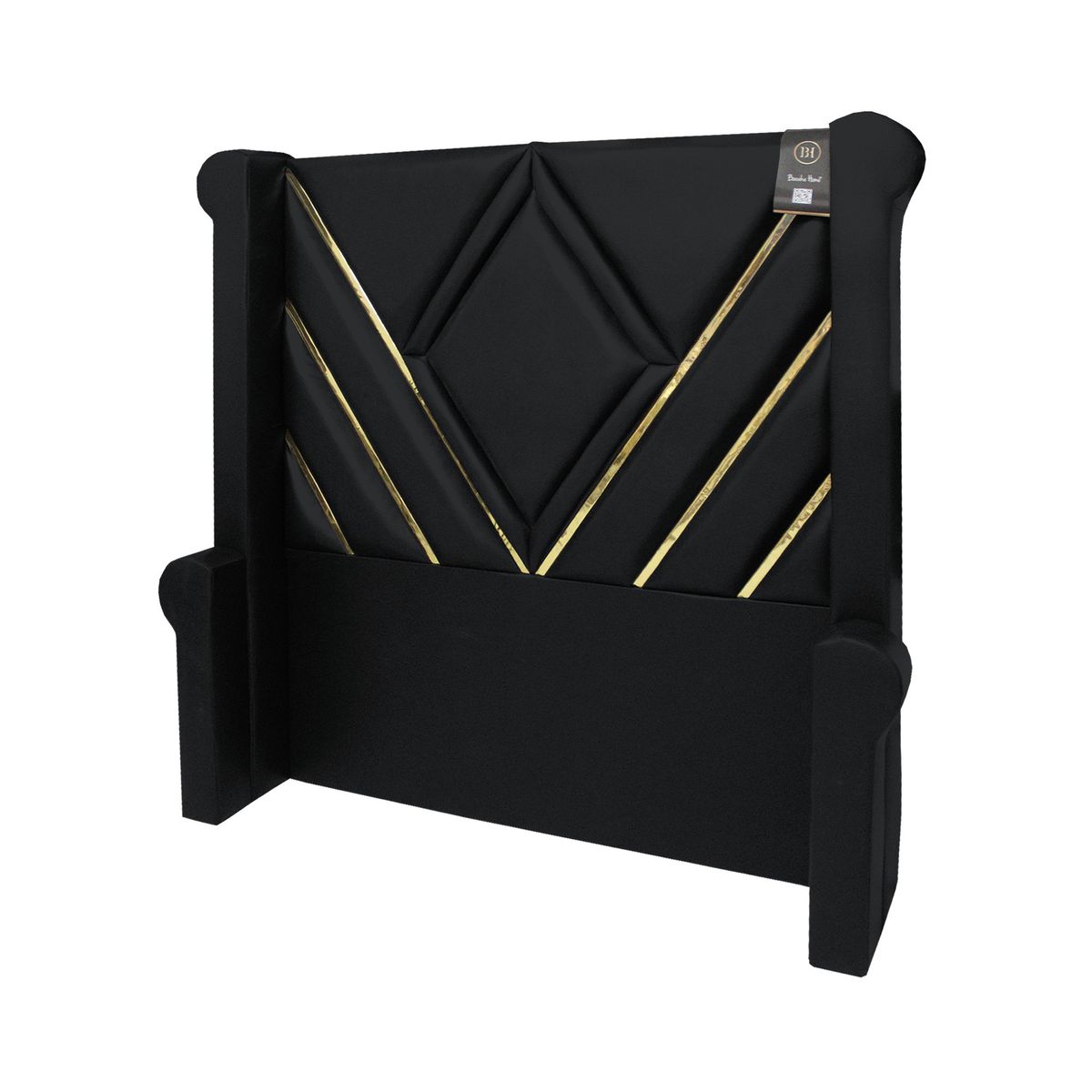 BARAKA HOME - Cabecera Signature Ceuta con Tela espejo 2 Plz - Negro