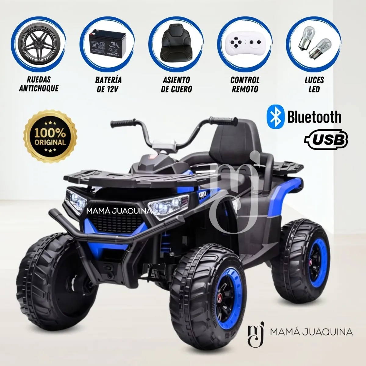 GENERICO - Cuatrimoto a Batería Musical «JENSEN» con Control Remoto Blue